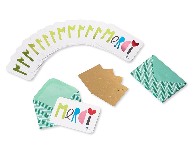 Papyrus Thank You Cards with Envelopes, Merci (14-Count) - Image 2